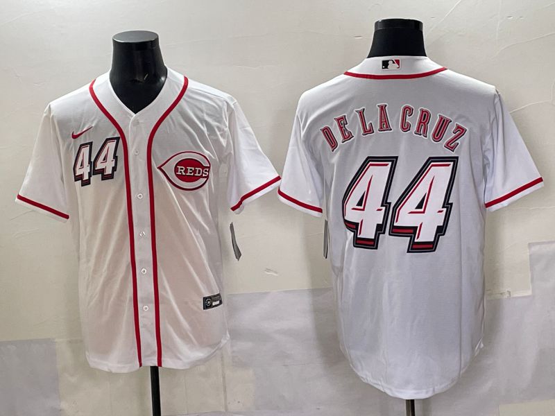 Men 2025 Cincinnati Reds #44 Delacruz White Joint Name Nike MLB Jersey style 09->cincinnati reds->MLB Jersey